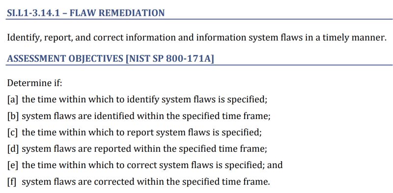 3.14.1 identify report and correct information system flaws